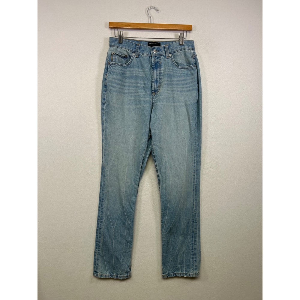 Streetwear ASOS DESIGN Mens 28x34 Light Blue High Rise Straight Leg Denim Jeans